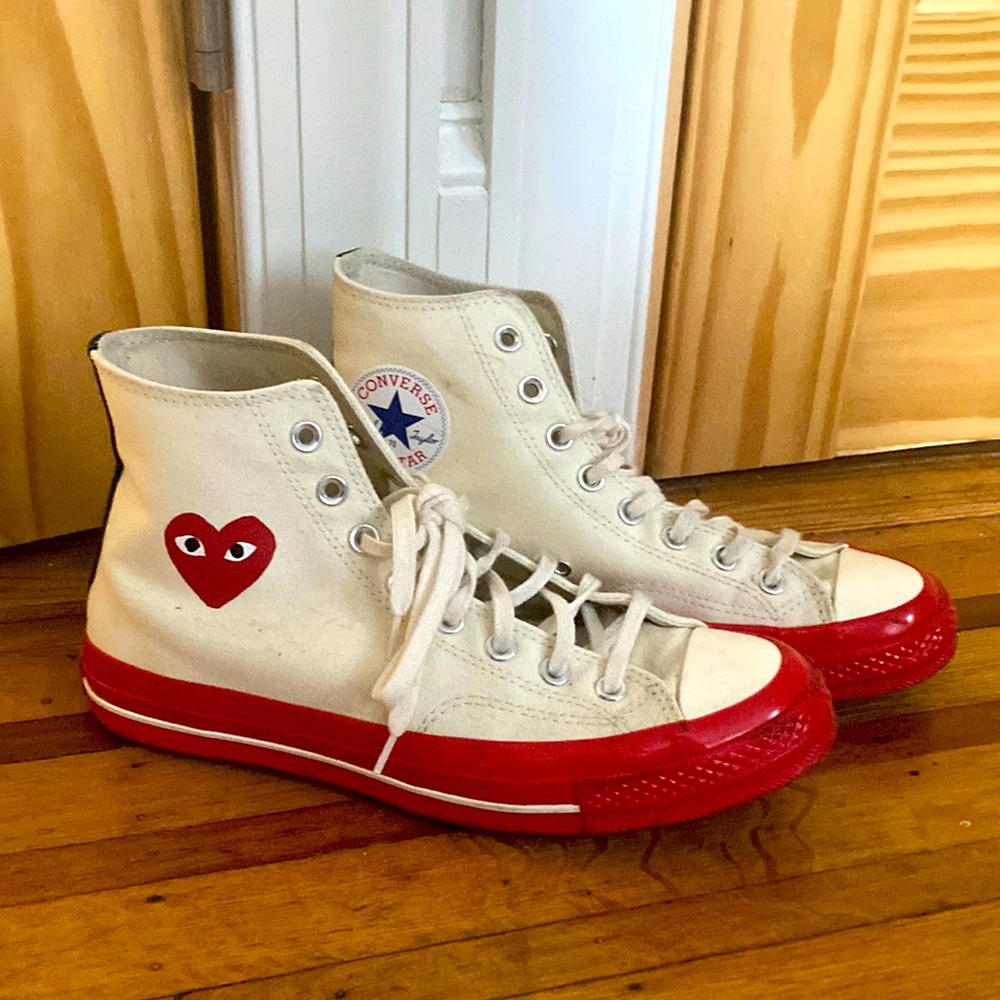 Converse Comme de Garçon High-Top Sneakers - White and Red